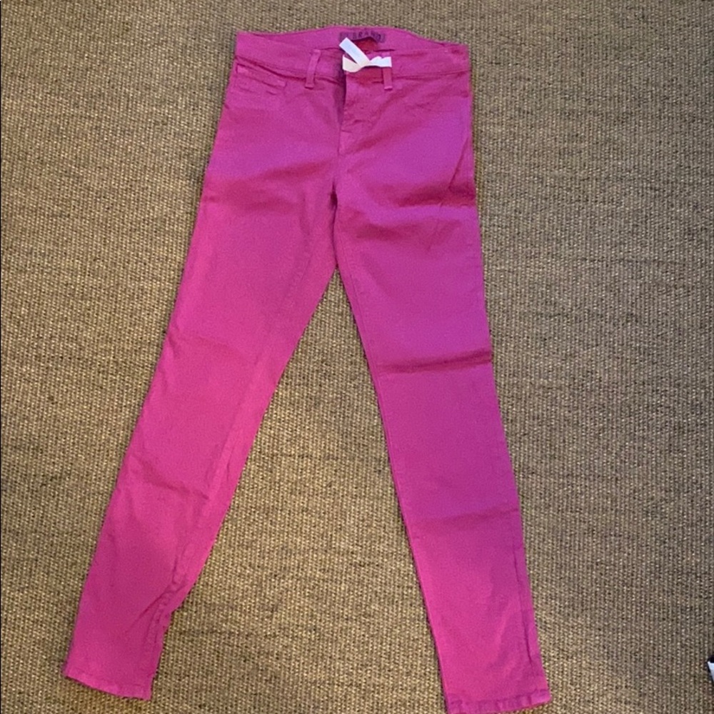 J Brand Pink Stretch Skinny Pant Luxe Twill Sz 26